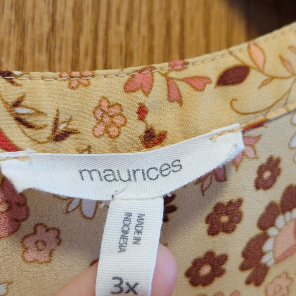 Floral Beige/orange Women's Top - Picture 2 of 2